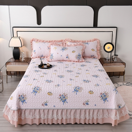 艾裙海 2025新款云感双层纱单床盖 花团锦簇-玉