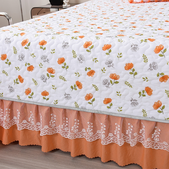 91家纺网 家纺一手货源 找家纺 艾裙海 2025新款云感双层纱单床盖 暖心花园