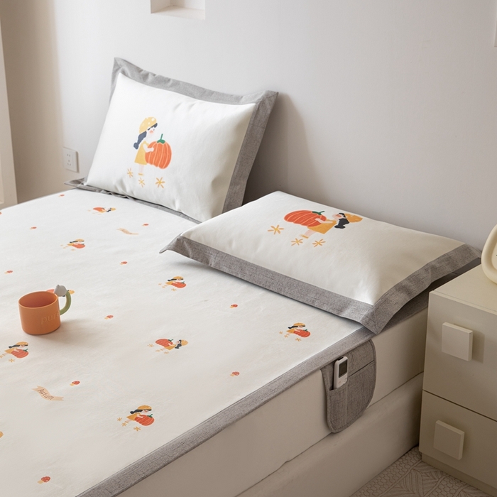 91家纺网 家纺一手货源 找家纺 本希家居 2024新款花漾清新系列高端可水洗冰丝席 小南瓜平席