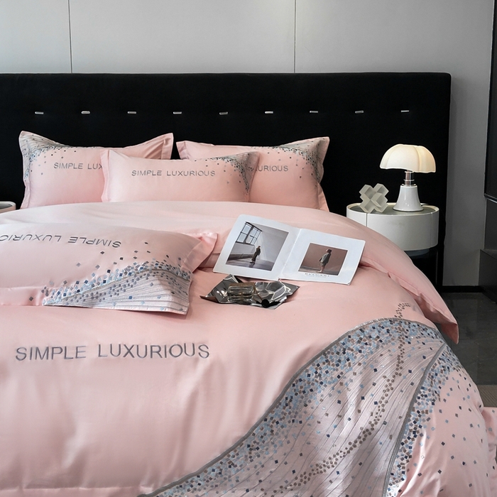 91家纺网 家纺一手货源 找家纺 欧乐蒂 2025新款星梦-高支高密新疆长绒棉四件套-终版 星梦-温馨粉