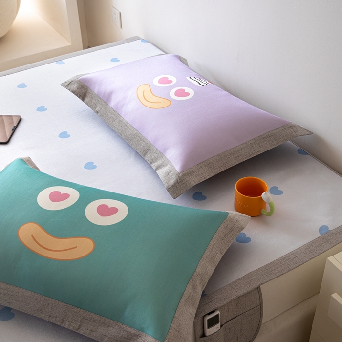 91家纺网 家纺一手货源 找家纺 本希家居 2024新款花漾清新系列高端可水洗冰丝席 淘气爱心平席