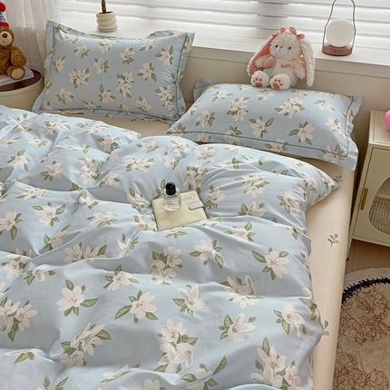 91家纺网 家纺一手货源 找家纺 乐童 2024新款直播爆款13070纯棉印花吊边款一字绣四件套 第五波 心向绿野