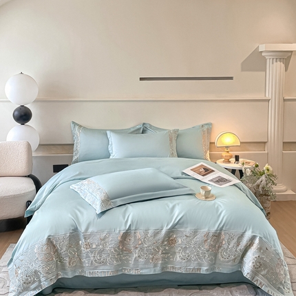 91家纺网 家纺一手货源 找家纺 欧乐蒂 2025新款高支密长绒棉刺绣四件套-繁花-终版 繁花-梵星兰