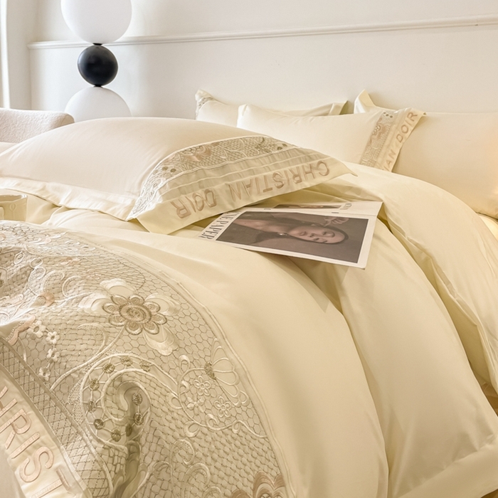 91家纺网 家纺一手货源 找家纺 欧乐蒂 2025新款高支密长绒棉刺绣四件套-繁花-终版 繁花-典雅白