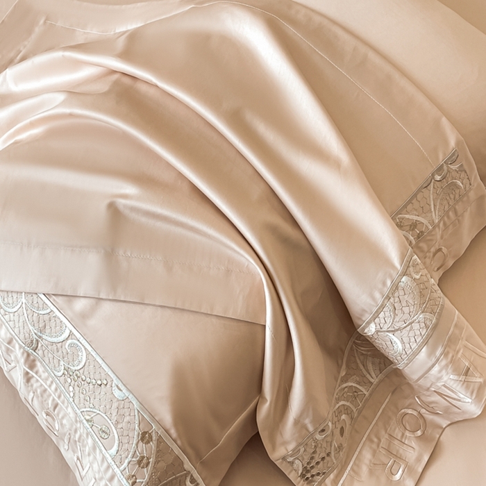 91家纺网 家纺一手货源 找家纺 欧乐蒂 2025新款高支密长绒棉刺绣四件套-繁花-终版 繁花-香槟金