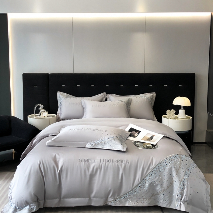 91家纺网 家纺一手货源 找家纺 欧乐蒂 2025新款星梦-高支高密新疆长绒棉四件套-终版 星梦-深空灰