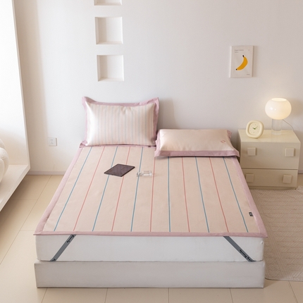 本希家居 2024新款小清新刺绣系列高端可水洗冰丝席 甜甜圈平席