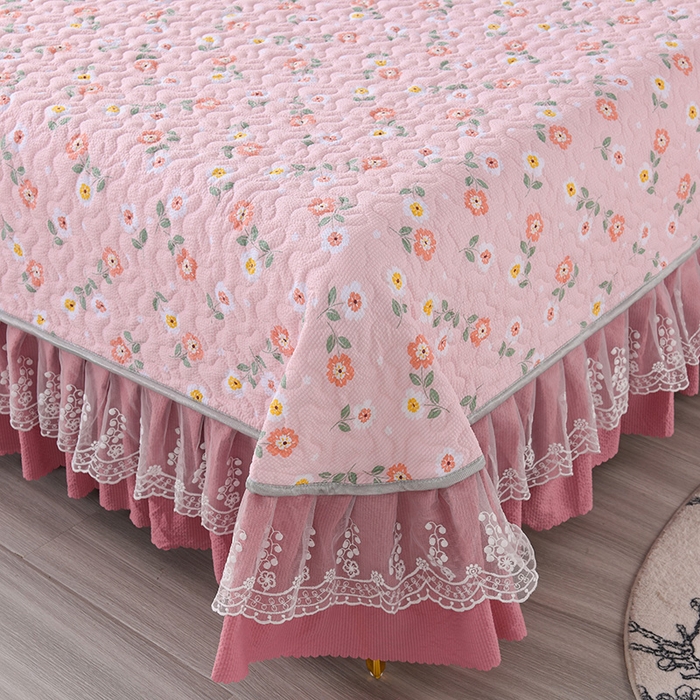 91家纺网 家纺一手货源 找家纺 艾裙海 2025新款云感双层纱单床盖 花香依然