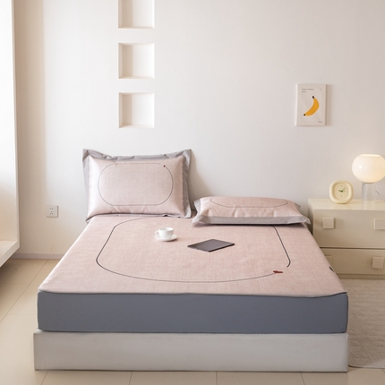 91家纺网 家纺一手货源 找家纺 本希家居 2024新款花漾清新系列高端可水洗冰丝席 心动床笠