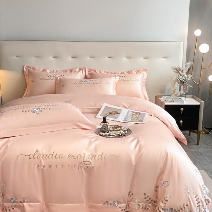 91家纺网 家纺一手货源 找家纺 欧乐蒂 2025新款花寐-高支高密新疆长绒棉四件套-终版 花寐-樱花粉