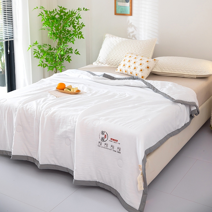 91家纺网 家纺一手货源 找家纺 侨鑫 2024新款A类原棉大豆夏被 白色