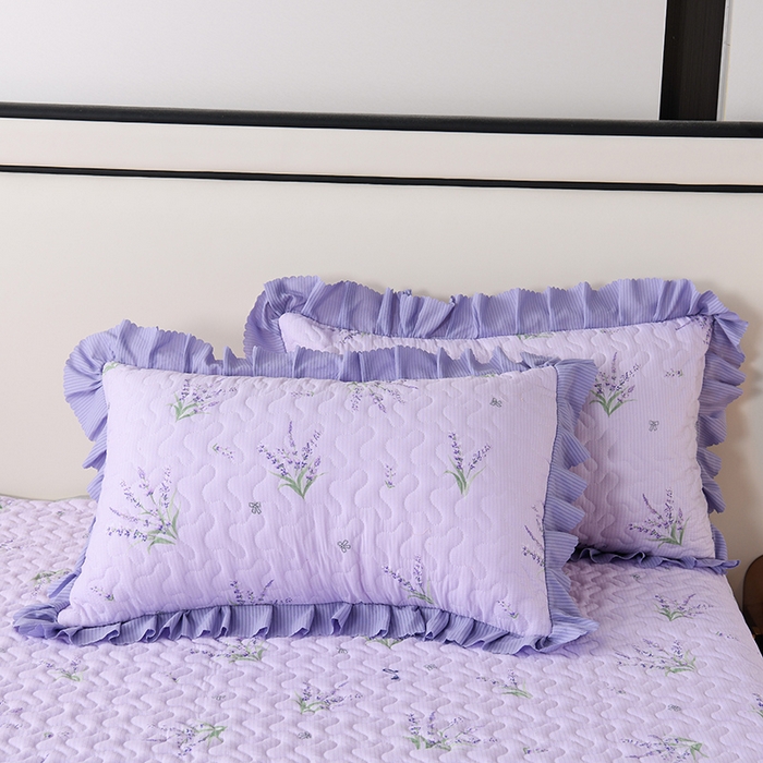 91家纺网 家纺一手货源 找家纺 艾裙海 2025新款云感双层纱单床盖 紫色薰衣草