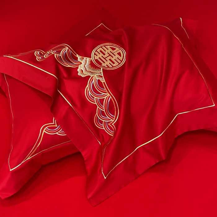 91家纺网 家纺一手货源 找家纺 欧乐蒂 2025新款亲肤棉婚庆刺绣四件套-终版 龙凤祥瑞