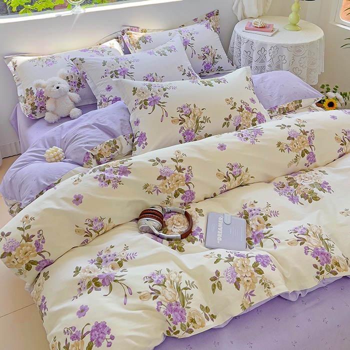 91家纺网 家纺一手货源 找家纺 优选良品 2024新款直播爆款全棉-ins印花系列四件套纯棉三件套床单床笠 情迷