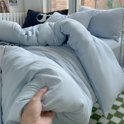 91家纺网 家纺一手货源 找家纺 （总）阿曼达 2024新款ins博主风ins风超柔亲肤水洗m纯色四件套