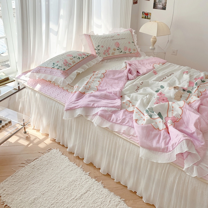 91家纺网 家纺一手货源 找家纺 （总）慕澄家纺 2024新款大版印花乳胶凉席套件-夏被凉席四件套