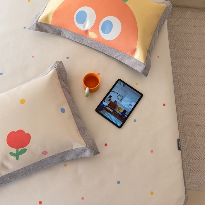 91家纺网 家纺一手货源 找家纺 本希家居 2024新款花漾清新系列高端可水洗冰丝席 小趣味床笠