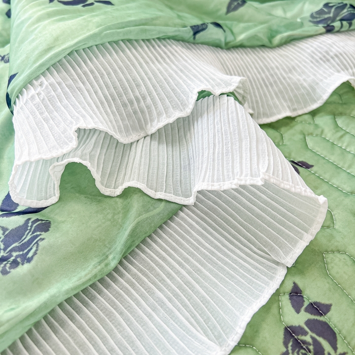 91家纺网 家纺一手货源 找家纺 慕澄家纺 2024新款大版印花床裙款乳胶凉席-凉席三件套 墨染