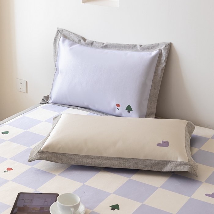 91家纺网 家纺一手货源 找家纺 本希家居 2024新款花漾清新系列高端可水洗冰丝席 紫白方格平席