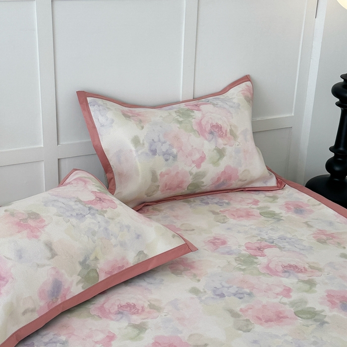 91家纺网 家纺一手货源 找家纺 昔可家纺 2024新款高端数码印花养生冰藤席--简约系列 彩色水彩花