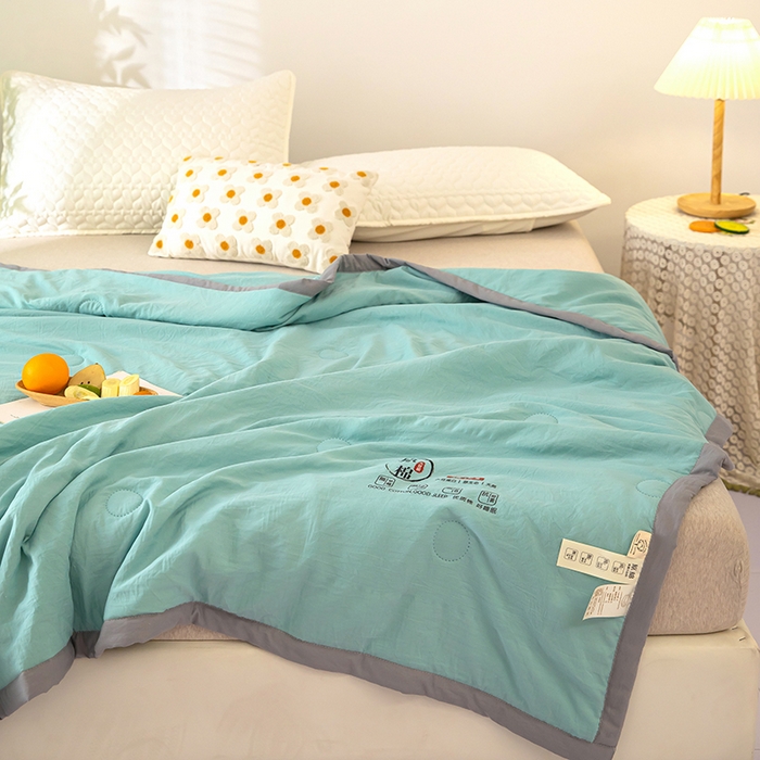 91家纺网 家纺一手货源 找家纺 侨鑫 2024新款A类原棉大豆夏被 绿色