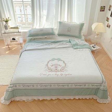 慕澄家纺 2024新款大版印花乳胶凉席套件-夏被凉席四件套 晚风