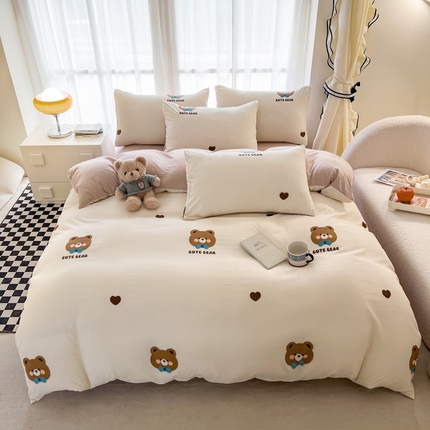 宏源 2024新款超柔云朵棉四件套 熊先生