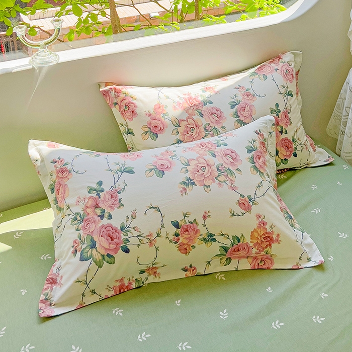 91家纺网 家纺一手货源 找家纺 优选良品 2025新款直播爆款全棉-ins印花系列四件套纯棉三件套床单床笠 玫瑰花藤