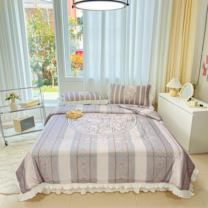 91家纺网 家纺一手货源 找家纺 （总）慕澄家纺 2024新款大版印花乳胶凉席套件-夏被凉席四件套