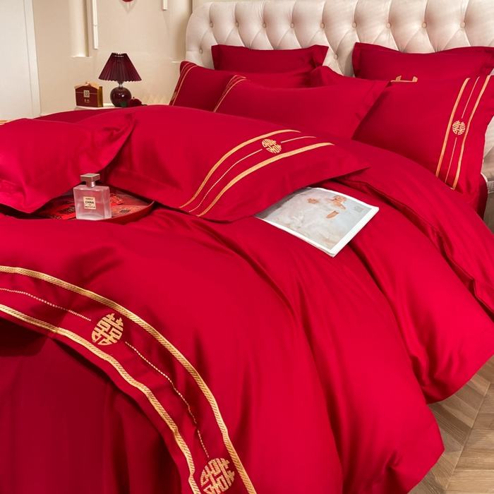 91家纺网 家纺一手货源 找家纺 欧乐蒂 2025新款设计师原创亲肤棉婚庆四件套 爱恋