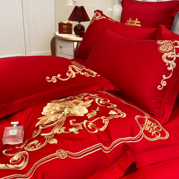 91家纺网 家纺一手货源 找家纺 （总）欧乐蒂 2025新款亲肤棉婚庆刺绣四件套-终版