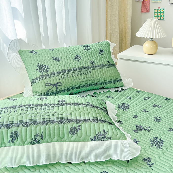 91家纺网 家纺一手货源 找家纺 慕澄家纺 2024新款大版印花床裙款乳胶凉席-凉席三件套 墨染