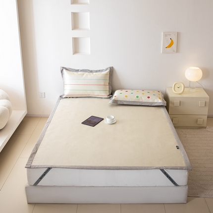 本希家居 2024新款花漾清新系列高端可水洗冰丝席 小彩条平席