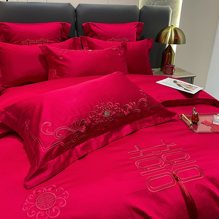 91家纺网 家纺一手货源 找家纺 卓缦家纺 2024新款全棉刺绣提花四件套 爱之约定