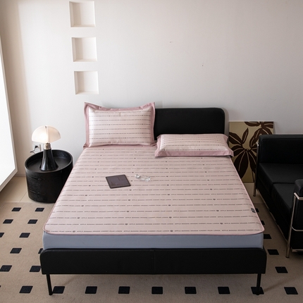 本希家居 2024新款简约轻奢系列高端可水洗冰丝席 巴黎情怀粉床笠