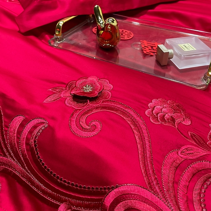 91家纺网 家纺一手货源 找家纺 卓缦家纺 2024新款全棉刺绣提花四件套 爱之约定