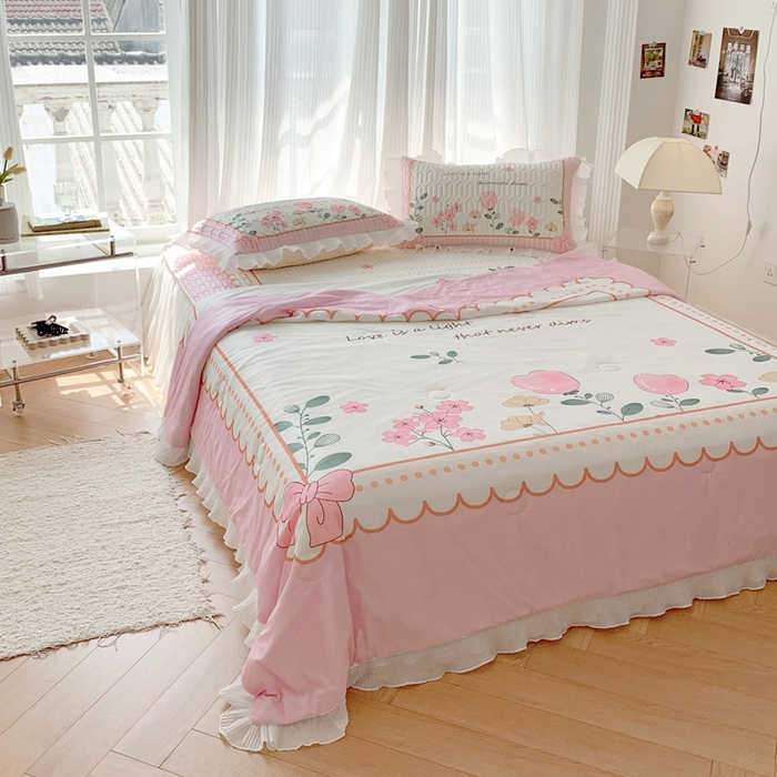 91家纺网 家纺一手货源 找家纺 慕澄家纺 2024新款大版印花乳胶凉席套件-夏被凉席四件套 伊甸园