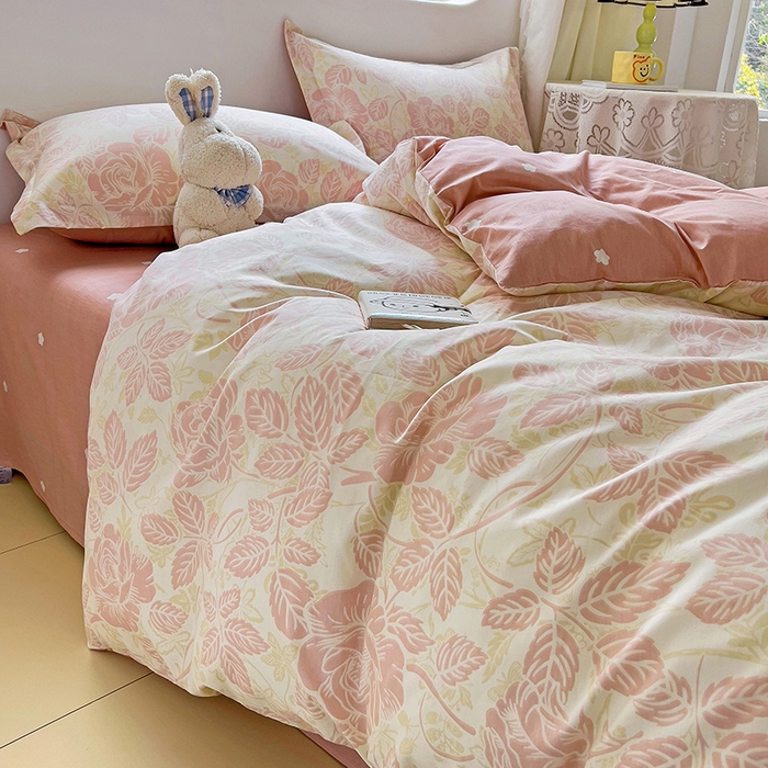 91家纺网 家纺一手货源 找家纺 优选良品 2025新款直播爆款全棉-ins印花系列四件套纯棉三件套床单床笠 生机