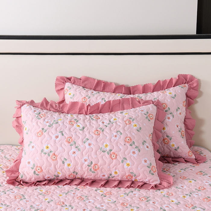 91家纺网 家纺一手货源 找家纺 艾裙海 2025新款云感双层纱单床盖 花香依然