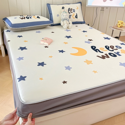 91家纺网 家纺一手货源 找家纺 柒月 2024新款大版印花碳光冰丝床笠 床笠-满天星辰