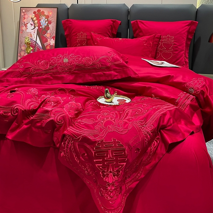 91家纺网 家纺一手货源 找家纺 卓缦家纺 2024新款全棉刺绣提花四件套 爱之约定