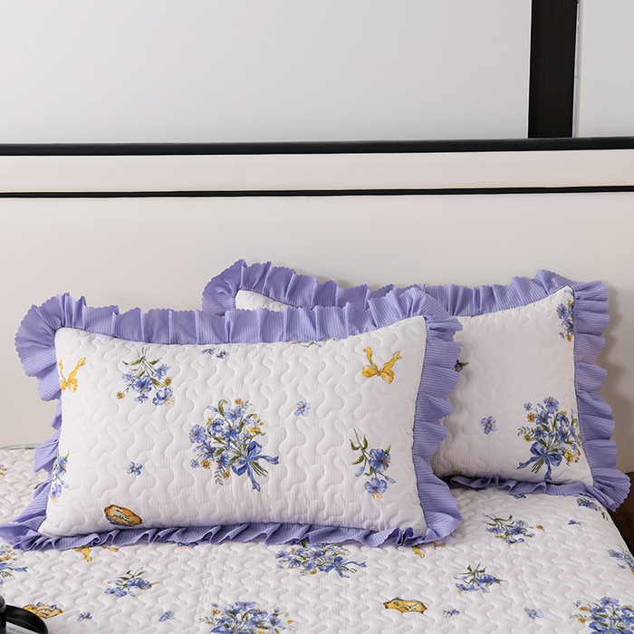 91家纺网 家纺一手货源 找家纺 艾裙海 2025新款云感双层纱单床盖 紫束