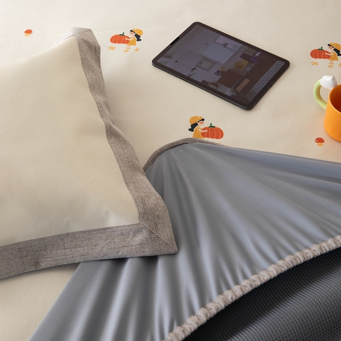 91家纺网 家纺一手货源 找家纺 本希家居 2024新款花漾清新系列高端可水洗冰丝席 小南瓜床笠