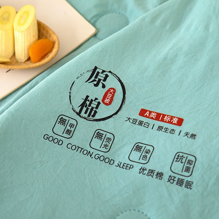91家纺网 家纺一手货源 找家纺 侨鑫 2024新款A类原棉大豆夏被 绿色