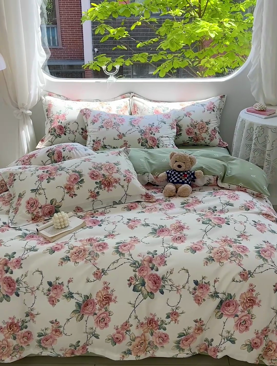 91家纺网 家纺一手货源 找家纺 优选良品 2025新款直播爆款全棉-ins印花系列四件套纯棉三件套床单床笠 玫瑰花藤