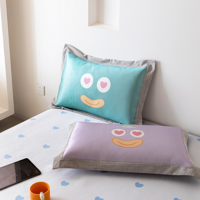 91家纺网 家纺一手货源 找家纺 本希家居 2024新款花漾清新系列高端可水洗冰丝席 淘气爱心床笠