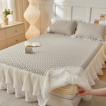 91家纺网 家纺一手货源 找家纺 （总）恋尚 2025新款床笠式床裙乳胶夏被三四件套-人鱼公主