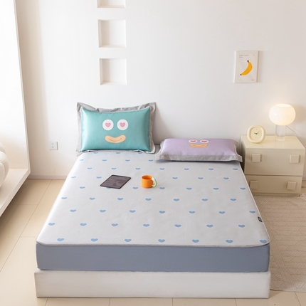 本希家居 2024新款花漾清新系列高端可水洗冰丝席 淘气爱心床笠