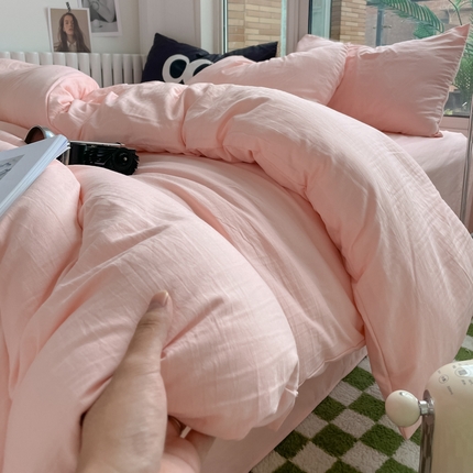 91家纺网 家纺一手货源 找家纺 （总）阿曼达 2024新款ins博主风ins风超柔亲肤水洗m纯色四件套