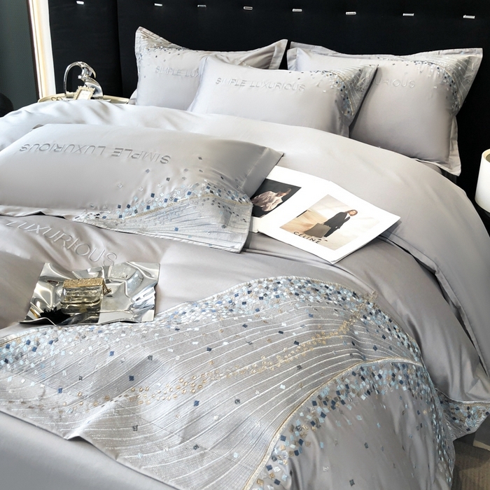 91家纺网 家纺一手货源 找家纺 欧乐蒂 2025新款星梦-高支高密新疆长绒棉四件套-终版 星梦-深空灰